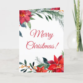 Finare Red Poinsettia Greenery Calligraphy Helgkort