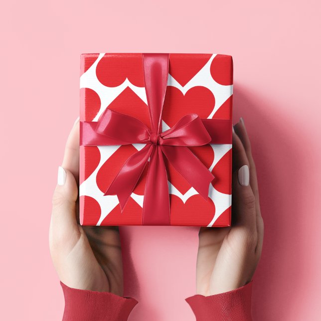 Finare Red & Rosa Heart Mönster Valentines Presentpapper (Skapare uppladdad)
