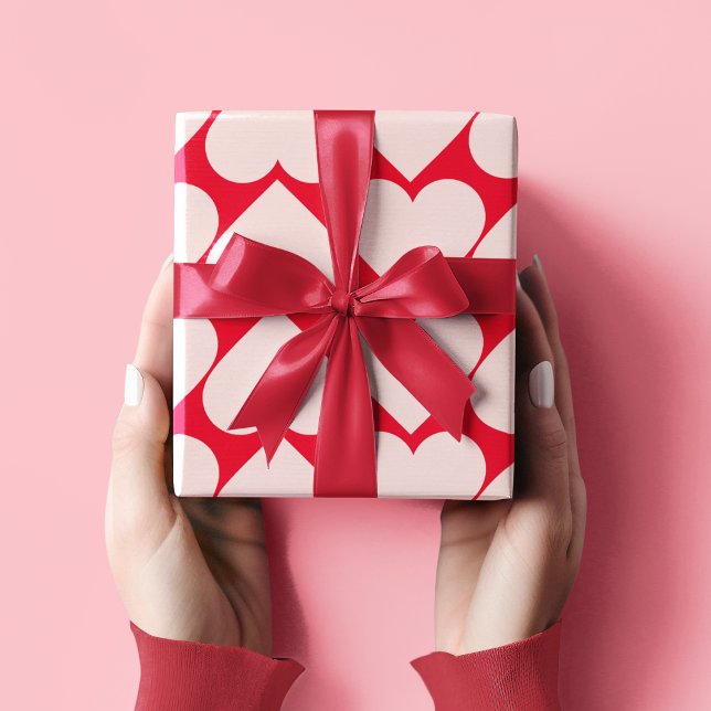 Finare Red & Rosa Heart Mönster Valentines Wrappin Presentpapper (Skapare uppladdad)