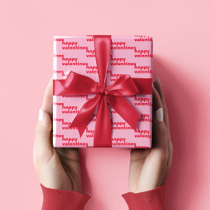 Finare Red & Rosa Valentines Mönster Wrapping Papp Presentpapper