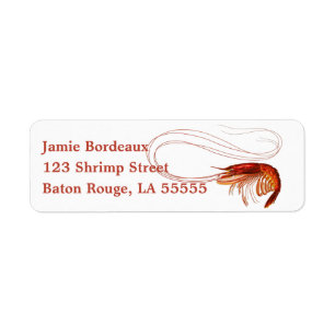 Finare Red Shrimp on White  Returadress Etikett