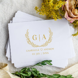 Finare Romantic Minimal Grenar Bröllop Initialer Stämpel