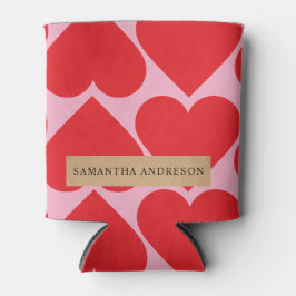 Finare Romantic Red & Rosa Hearts Mönster med Namn