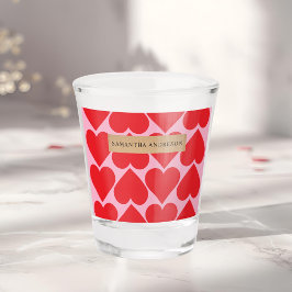 Finare Romantic Red & Rosa Hearts Mönster med Namn