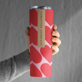 Finare Romantic Red & Rosa Hearts Mönster med Namn
