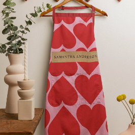 Finare Romantic Red & Rosa Hearts Mönster med Namn