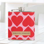 Finare Romantic Red & Rosa Hearts Mönster med Namn Fickplunta<br><div class="desc">Finare Romantic Red & Rosa Hearts Mönster med Namn</div>