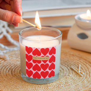 Finare Romantic Red & Rosa Hearts Mönster med Namn Fyrkantigt Klistermärke