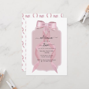 Finare Rosa Bow Girly Coquette Birthday-inbjudan Inbjudningar