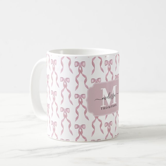Finare Rosa Bow Mönster Kaffemugg (Framsida vänster)