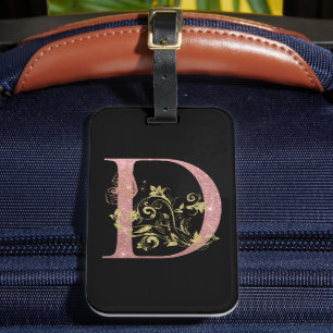 Finare Rosa Glitter Brev D Bagagebricka