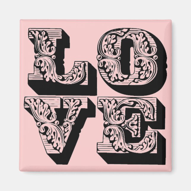Finare Rosa Kärlek Square Magnet (Framsidan)