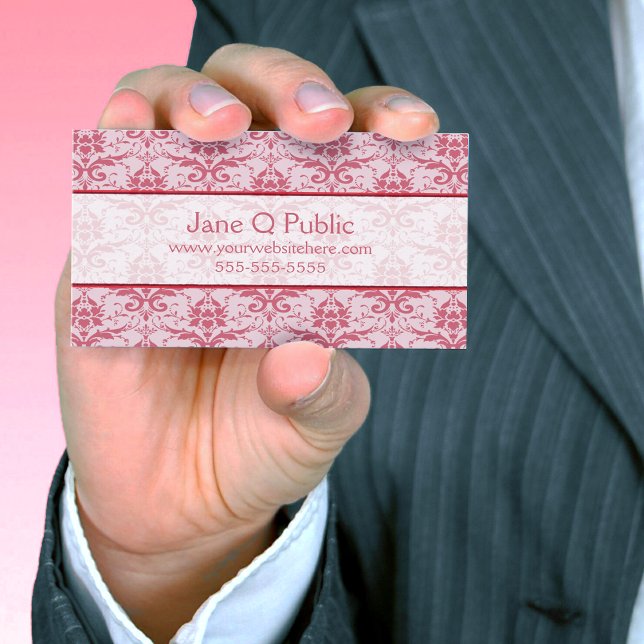 Finare Rosa och Mauve Damask Visitkort (Skapare uppladdad)