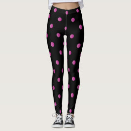Finare Rosa och svart Retro Polka-punkt Leggings