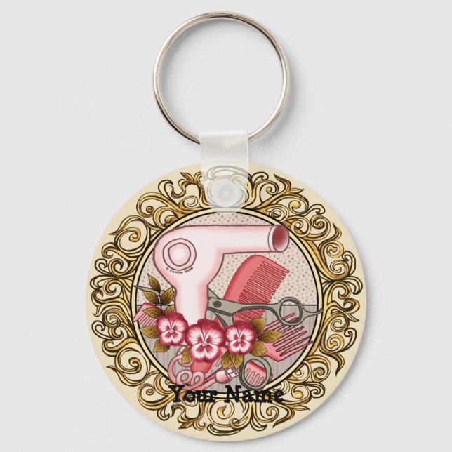 Finare Rosa Pansy Beautician Keychain Nyckelring (Framsida)
