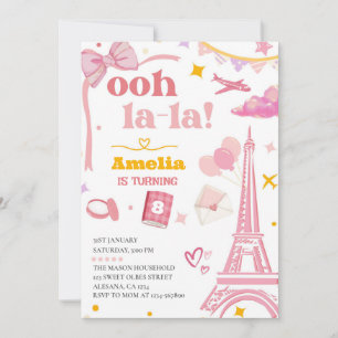 Finare Rosa Paris Eiffel Torn bjudande Gingham Inbjudningar