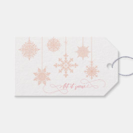 Finare Rosa Snöflingor Helgdag Gift Märkre Presentetikett