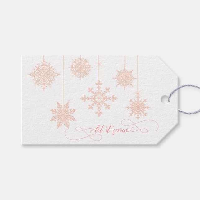 Finare Rosa Snöflingor Helgdag Gift Märkre Presentetikett (Framsidan (Horisontell))