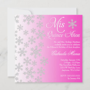 Finare Rosa Snowflake Winter Wonderland Quinceaner Inbjudningar