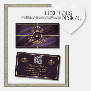 Finare Royal Lila Guld Krona med Logotyp QR-kod Visitkort