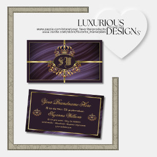 Finare Royal Lila Guld Krona med Monogram Noble Visitkort