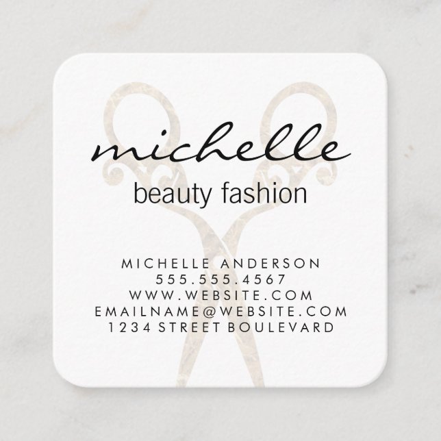 Finare Salon Scissors Stylist Fyrkantigt Visitkort (Framsida)