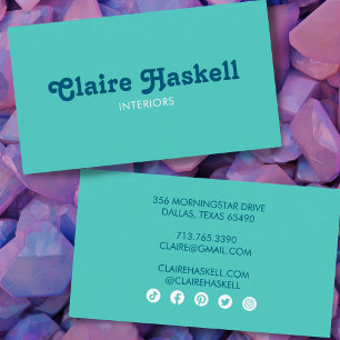 Finare Script Aqua Chic Minimal Social-medieikoner Visitkort