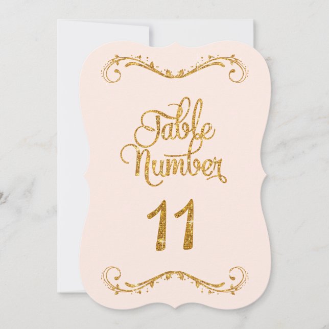 Finare Script Glitter Bordsnummer 11 Bröllop (Framsida)