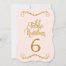 Finare Script Glitter Bordsnummer 6 Bröllop