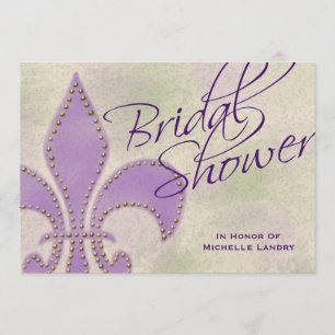 Finare Script Lila Fleur de Lis Möhippa Inbjudningar