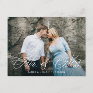 Finare Script Mr. & Mrs Bröllop Elopement Vykort