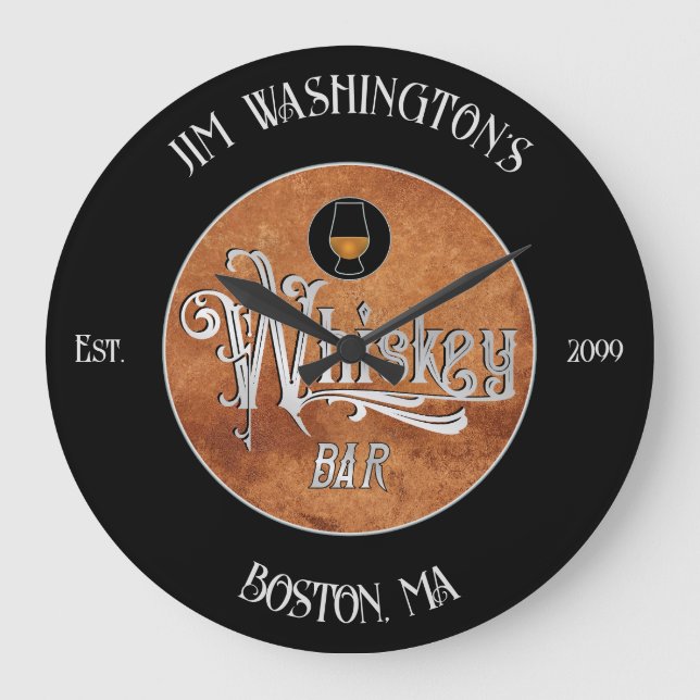 Finare Script Whiskey Pub Stor Klocka (Framsida)