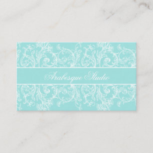 Finare Scrollwork White on Blue Affärskort Visitkort