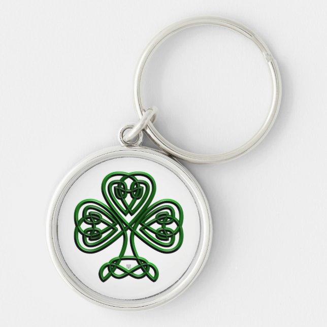 Finare Shamrock Rund Silverfärgad Nyckelring (Framsidan)