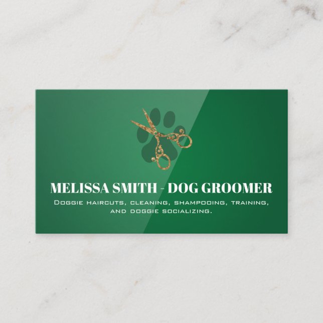 Finare Shears Hund Groomer | Grönt Gloss Tidsbeställning Kort (Framsida)