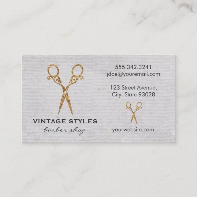 Finare Shears Watercolor Barber Visitkort (Framsida)