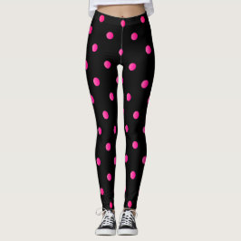 Finare Shock rosa och Black Retro Polka Dot Leggings