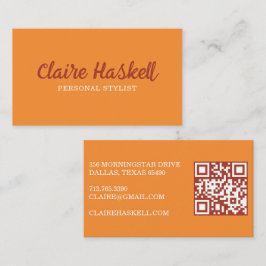 Finare-skript - sant höstminimalistisk modern QR-k Visitkort