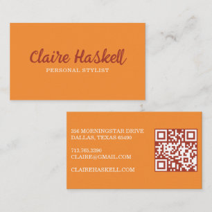 Finare-skript - sant höstminimalistisk modern QR-k Visitkort