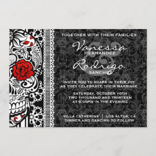 Finare Snöre Sugar Skull Day of the dead Inbjudan