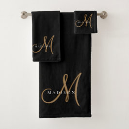 Finare Snyggt Black och Guld Monogram-skript