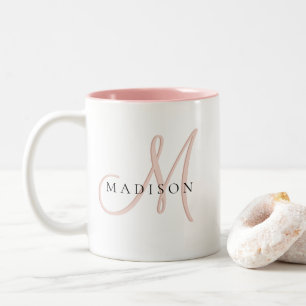 Finare Snyggt  Rosa Shadow Monogram-skript Två-Tonad Mugg