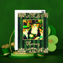Finare St patrick's day Cats Blarney med Rand Vykort
