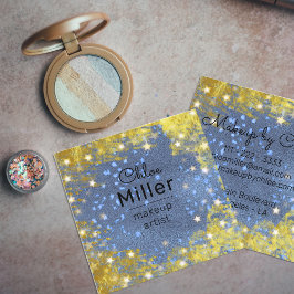 Finare Stärkelseglitterblått och Guld makeup-konst Fyrkantigt Visitkort