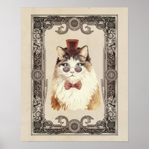Finare Steampunk Cat Porträtt Poster