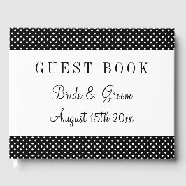 Finare svartvit polka punkt bröllop personlig gästböcker