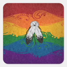 Finare svept och tvåtspirerat Pride Flagga Fyrkantigt Klistermärke