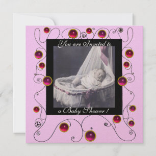 FINARE SWIRLS BABY SHOWER MONOGRAM,fotomall Inbjudningar