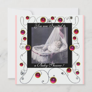 FINARE SWIRLS BABY SHOWER MONOGRAM,fotomall Inbjudningar
