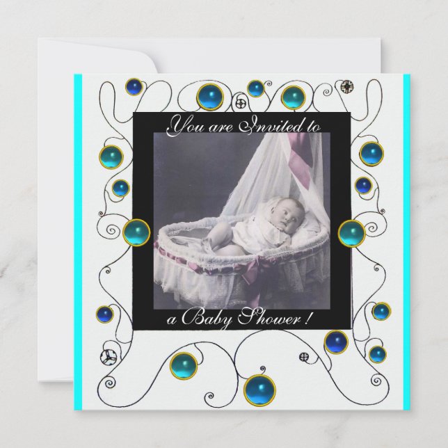 FINARE SWIRLS BABY SHOWER MONOGRAM,fotomall Inbjudningar (Framsida)